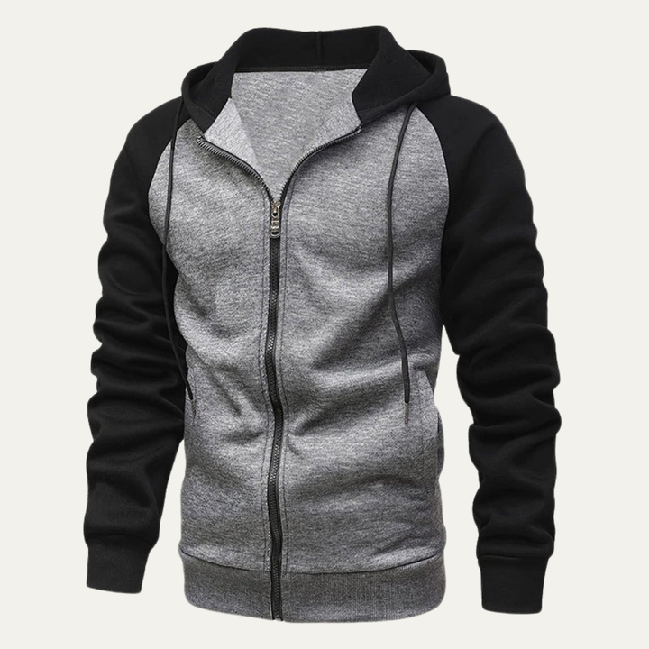 Mens Hoodie Full Zip Raglan Sleeve