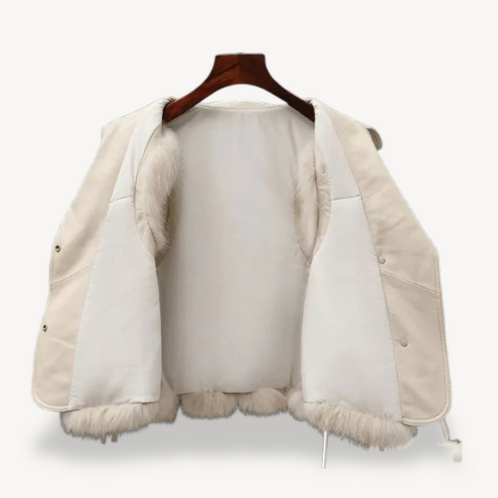 Womens Faux Leather Vest with Faux Fur