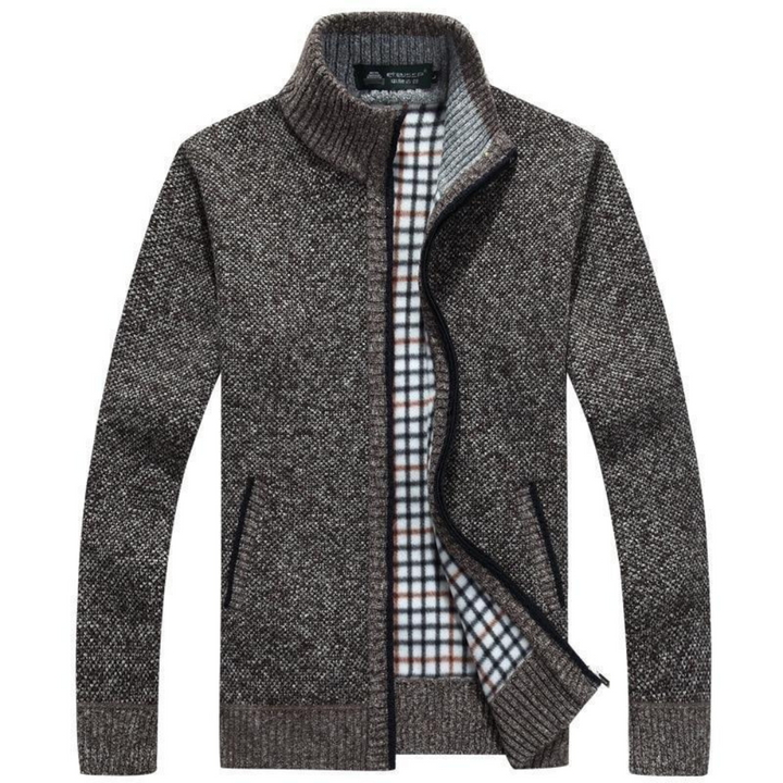 Mens Jacket with High Collar and Front Zip