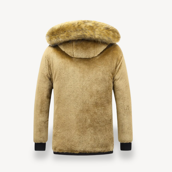 Mens Parka Jacket Faux Fur Lined Regular Fit