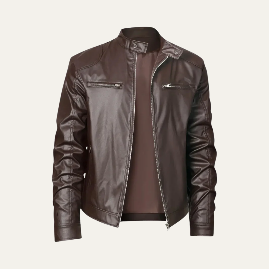 Mens Leather Motorcycle Jacket Fitted Style