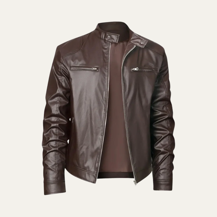 Mens Leather Motorcycle Jacket Fitted Style