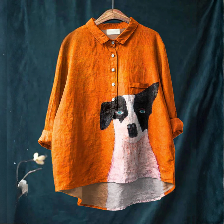 Womens Linen Shirt Oversized Fit Button Front - BritishMode
