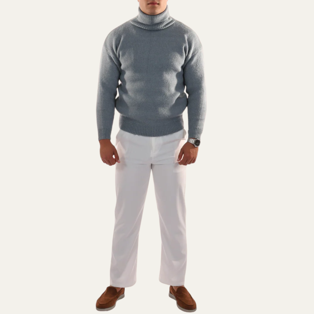 Mens Oversized Turtleneck Sweater Plush Knit