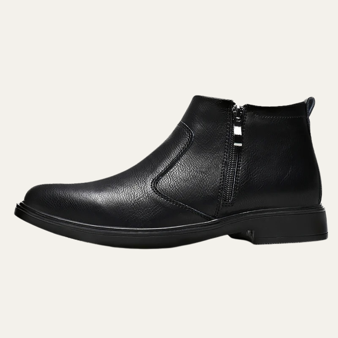 Mens Leather Chelsea Boots with Side Zipper