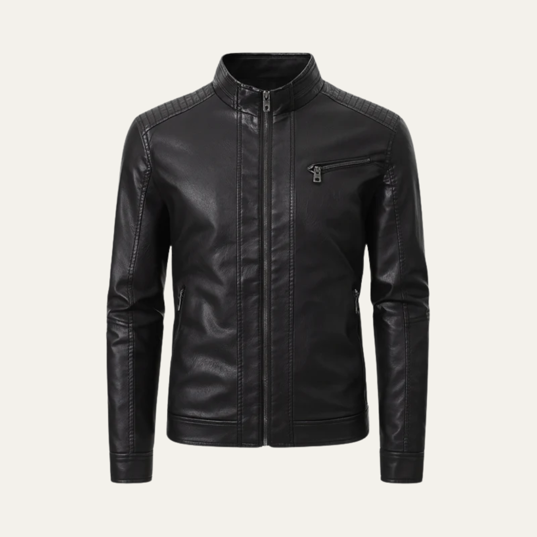 Mens Motorcycle Jacket Faux Leather Slim Fit - BritishMode