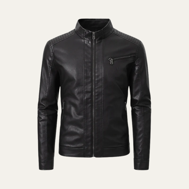 Mens Motorcycle Jacket Faux Leather Slim Fit - BritishMode