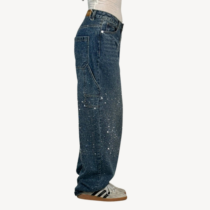 Womens Cargo Jeans Relaxed Fit Durable Cotton