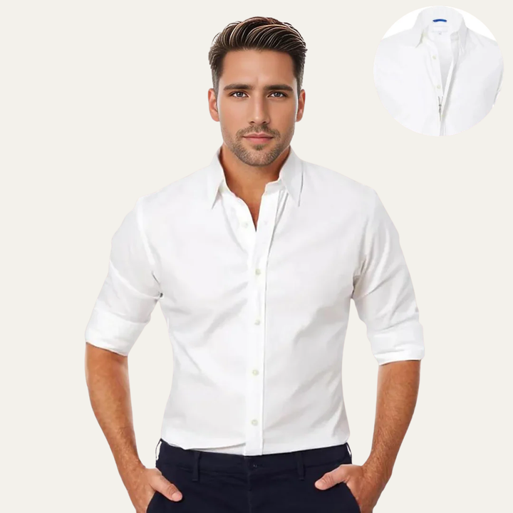 Mens Button-Down Shirt Cotton Slim Fit Long Sleeve