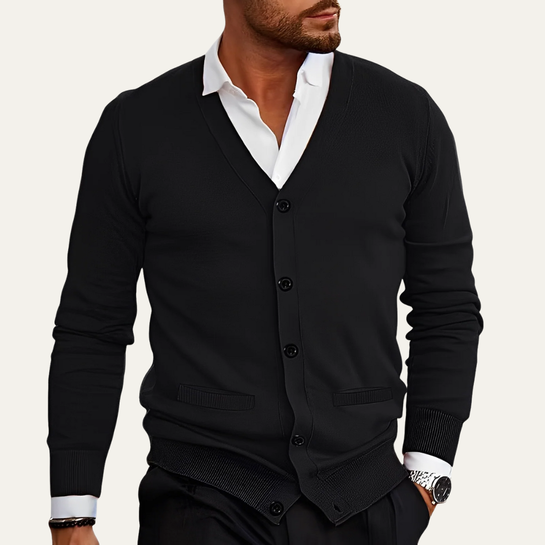 Mens Button Cardigan Fine Knit Classic Fit