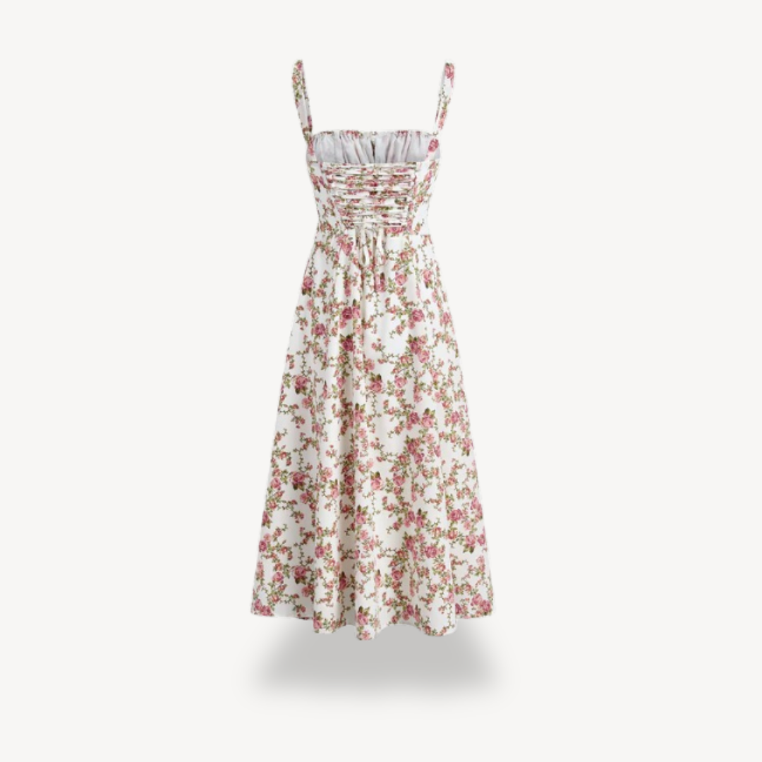 Womens Midi Dress Floral Split Fit
