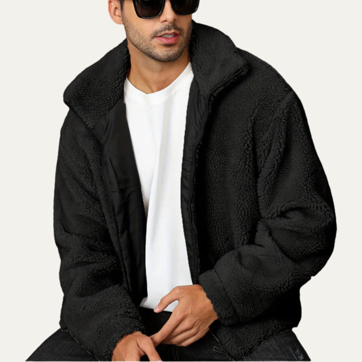 Mens Casual Jacket Fleece Sheepskin Look