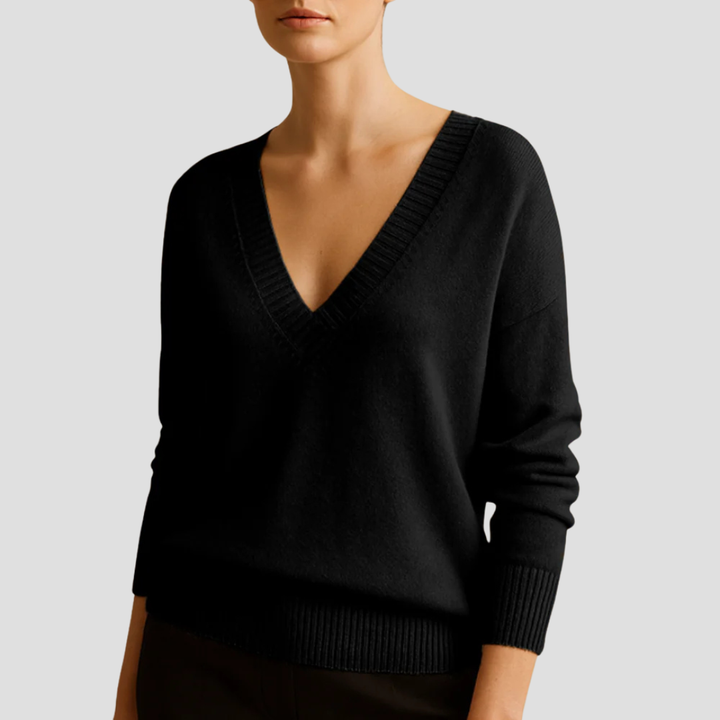 Womens Classic V-Neck Knit Sweater