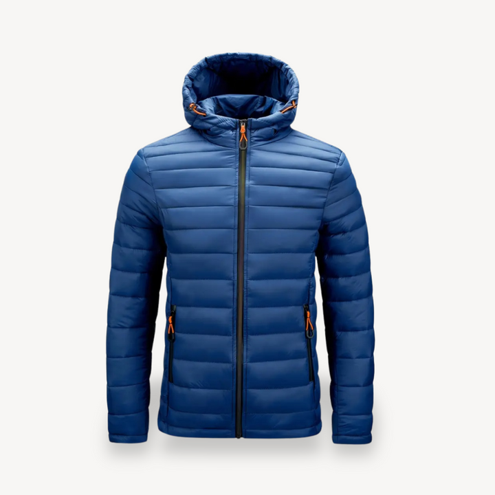 Mens Hooded Puffer Jacket Polyester Insulated Fit