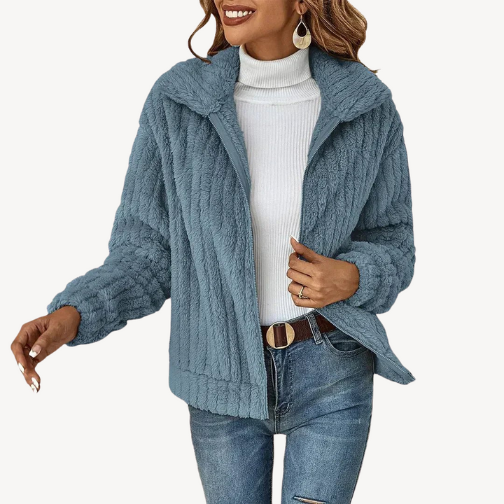 Womens Zip-Up Cardigan Plush Fleece Cozy Fit