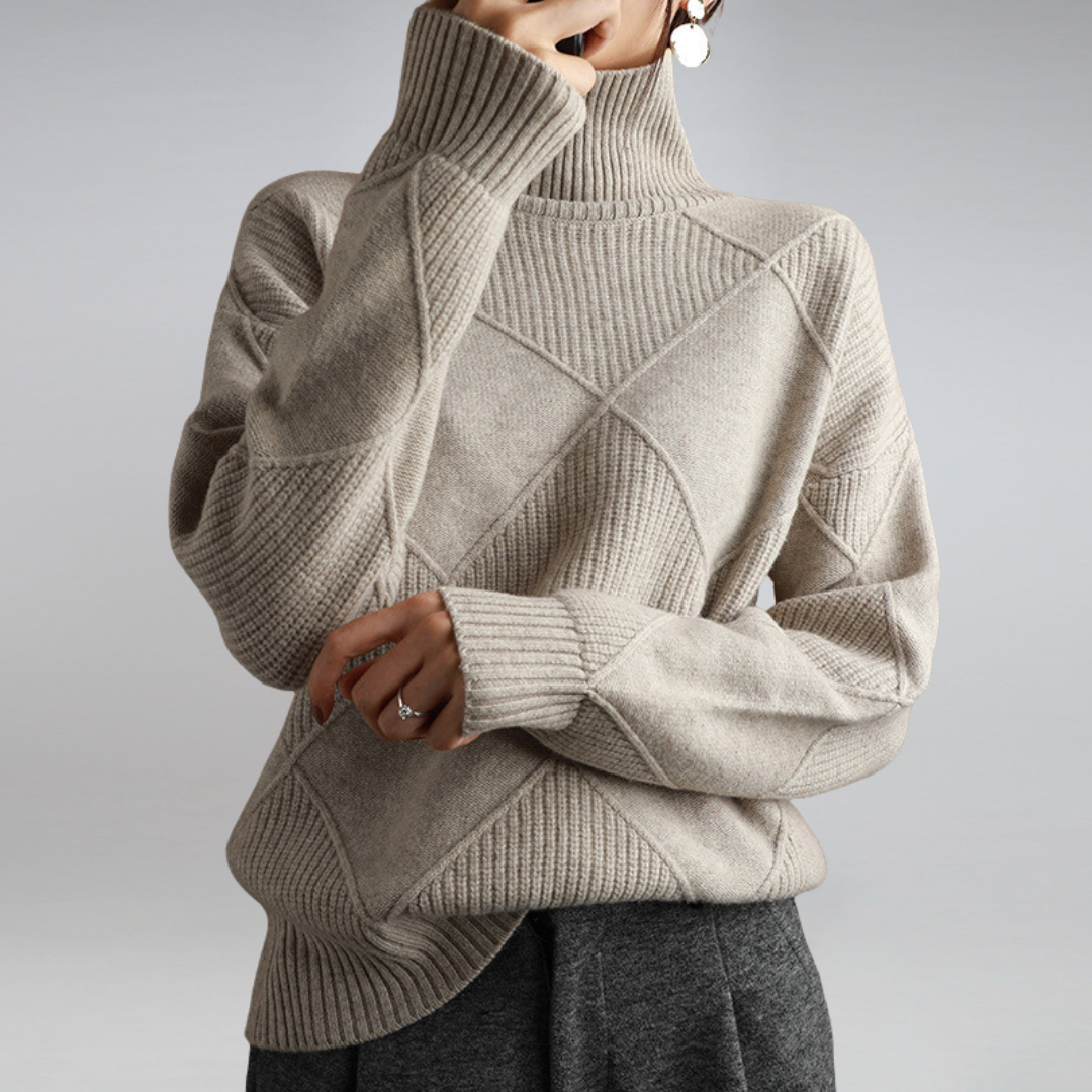 Womens Cashmere Turtleneck Sweater Fitted Style