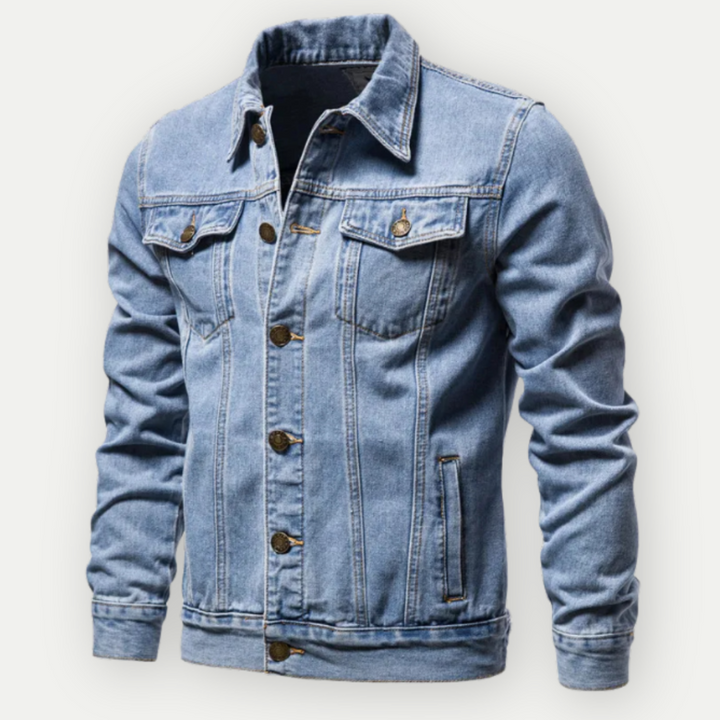 Mens Denim Jacket with Turn-Down Collar
