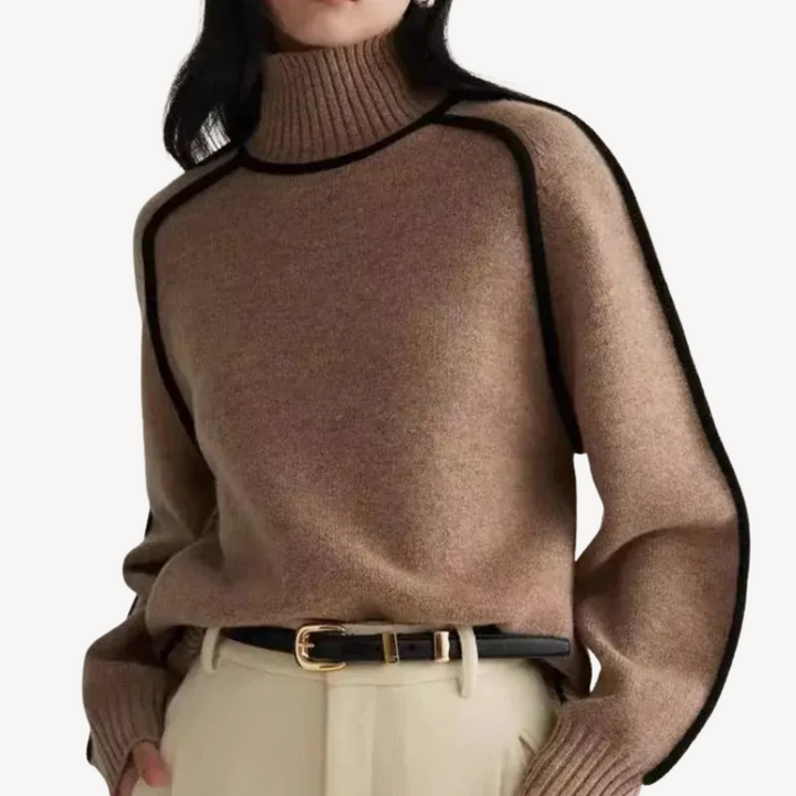 Womens Turtleneck Sweater Knit Patterned Slim Fit