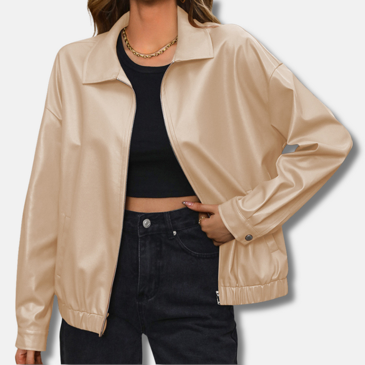 Womens Bomber Jacket Cropped Relaxed Fit