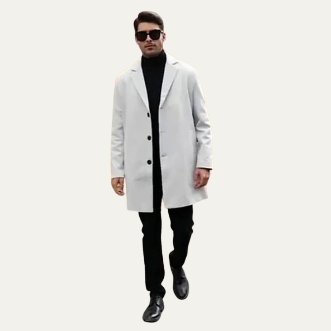 Mens Classic Overcoat Wool Blend Three Button