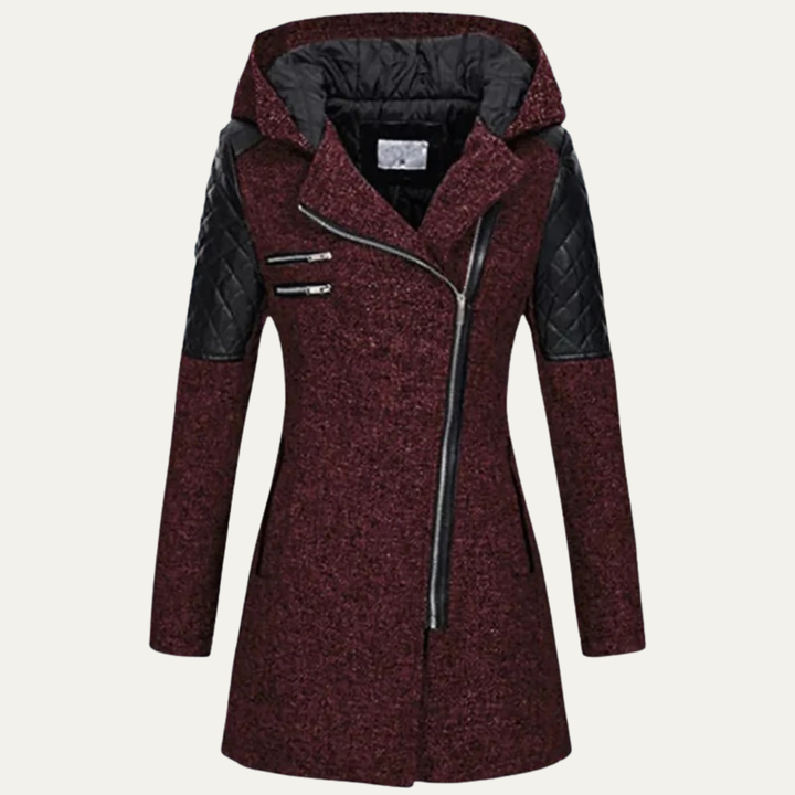 Womens Mid-Length Winter Coat Asymmetrical Zip