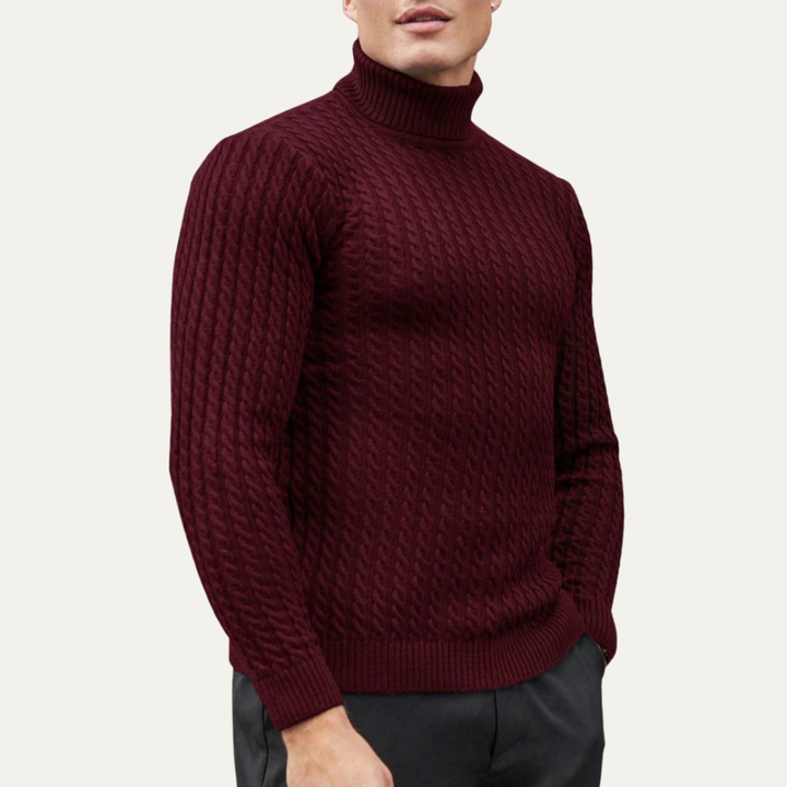 Mens Turtleneck Sweater Vertical Knit Pattern