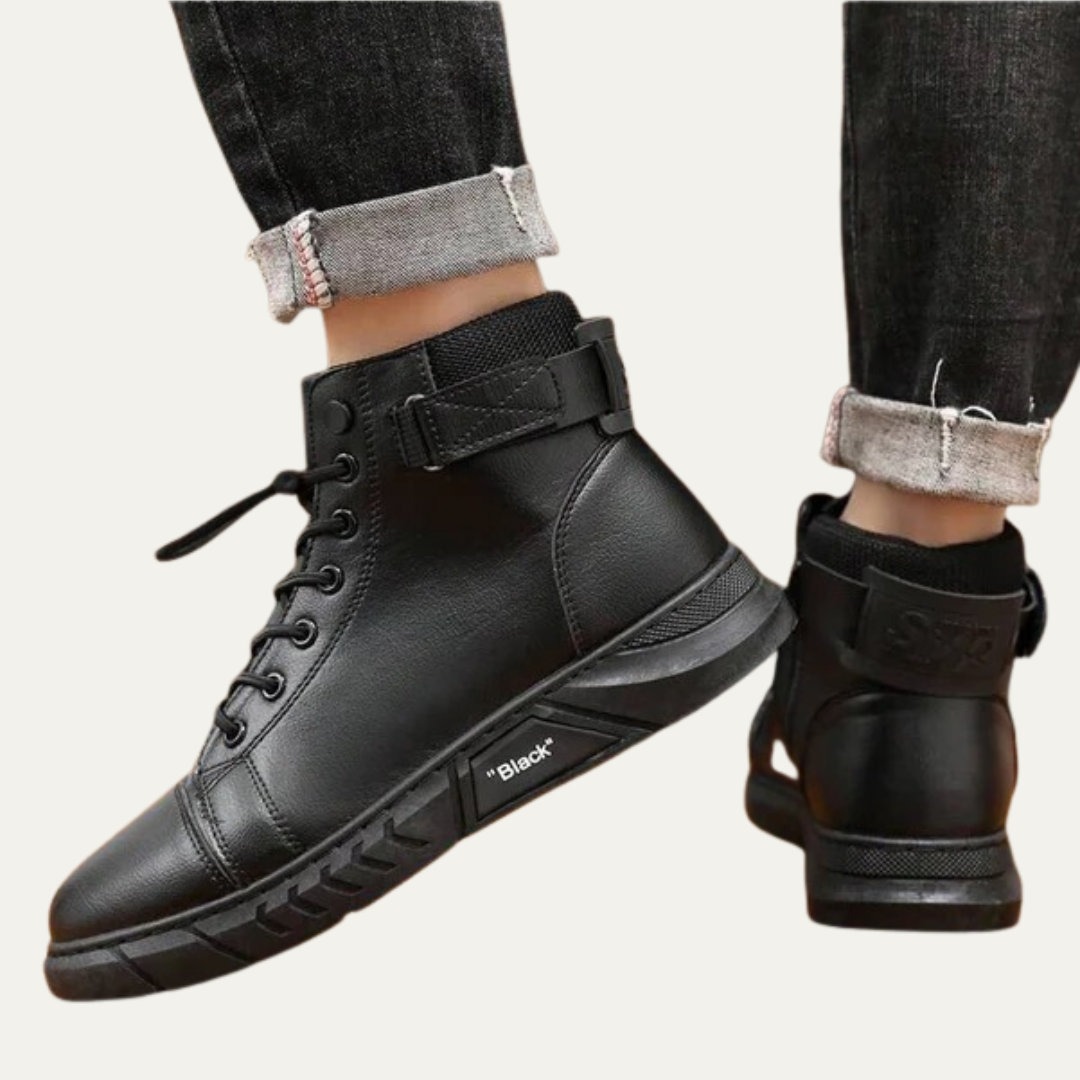 Mens High-Top Sneaker Boot with Strap and Lug Sole