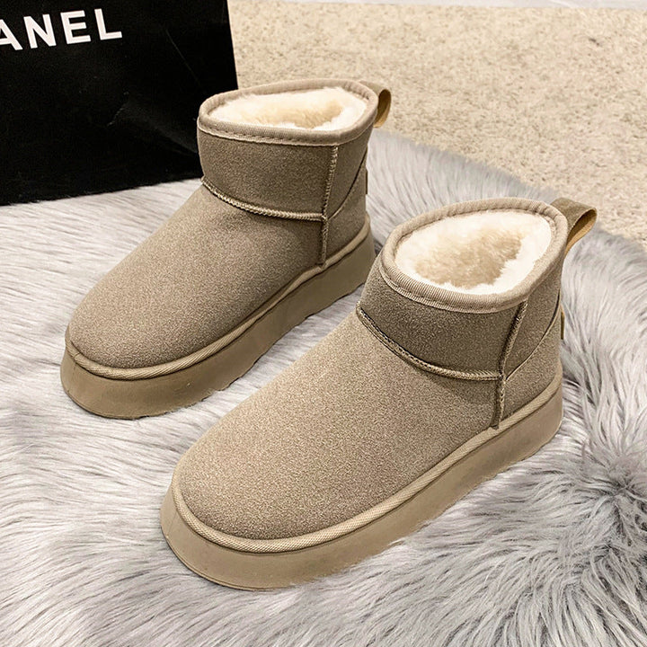 Womens Leather Winter Outdoor Snow Boots