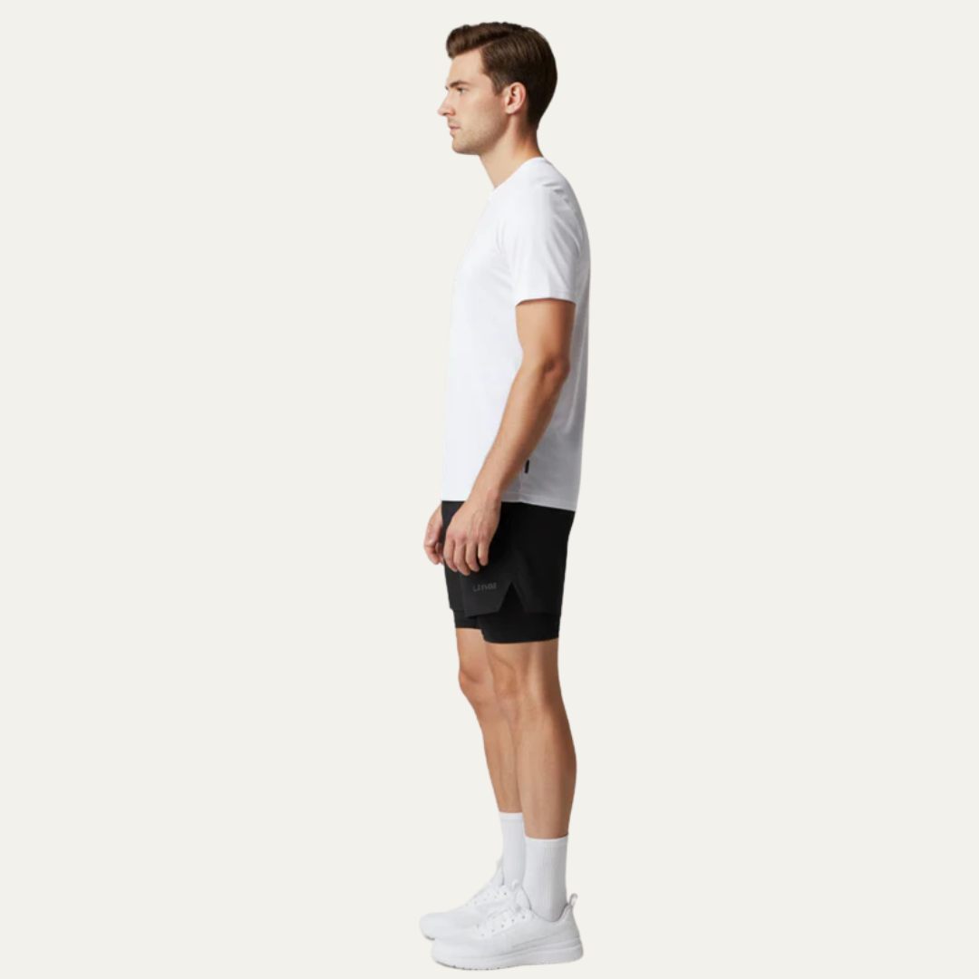 Mens Performance Training Shorts Layered Design