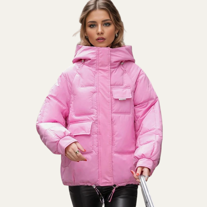 Womens Cropped Puffer Jacket Utility Style
