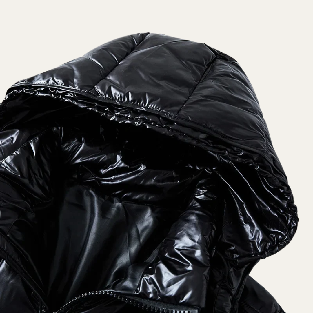 Mens Quilted Jacket Mid-Length Faux Fur Collar
