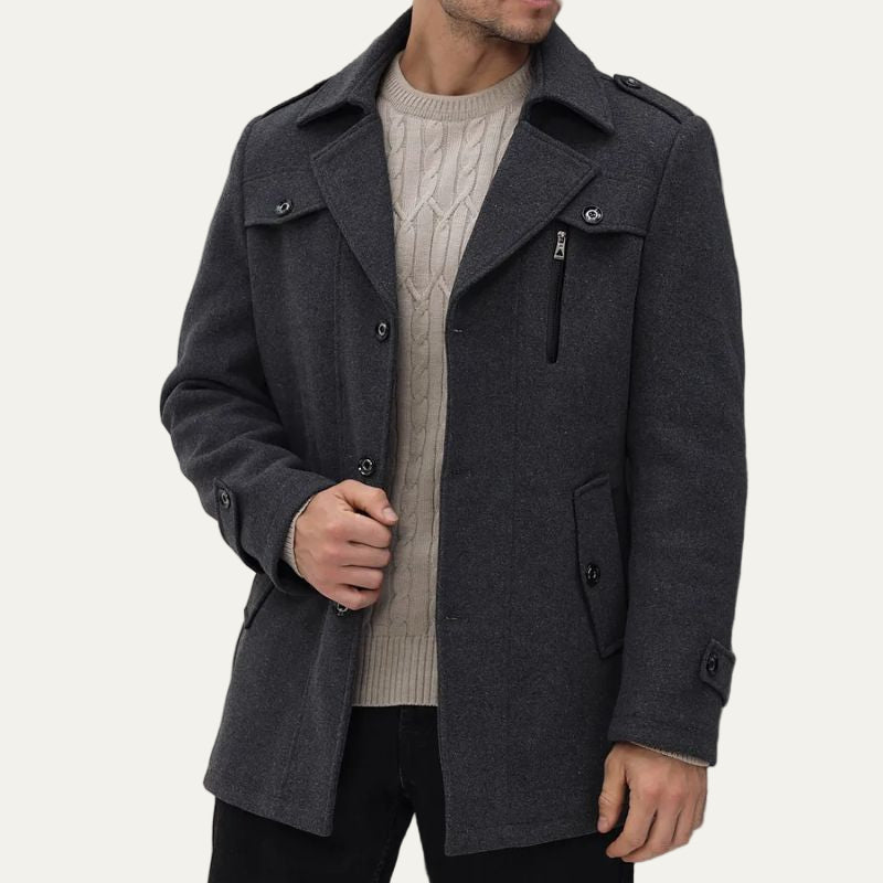 Mens Field Coat Single Breasted Utility Pockets