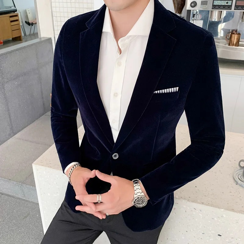 Mens Slim Fit Jacket Single Button Classic Style