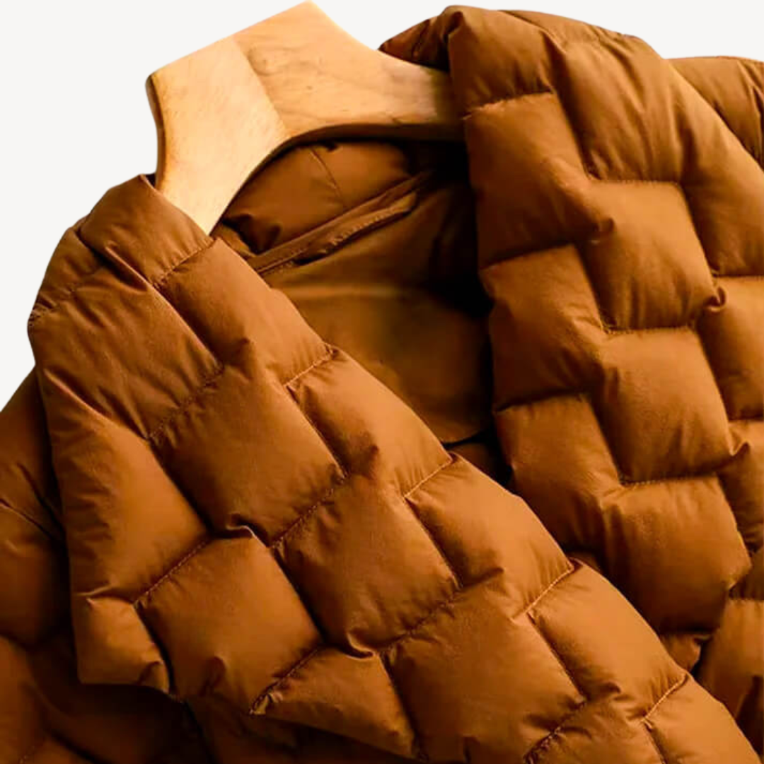 Womens Quilted Puffer Jacket with Belted Waist