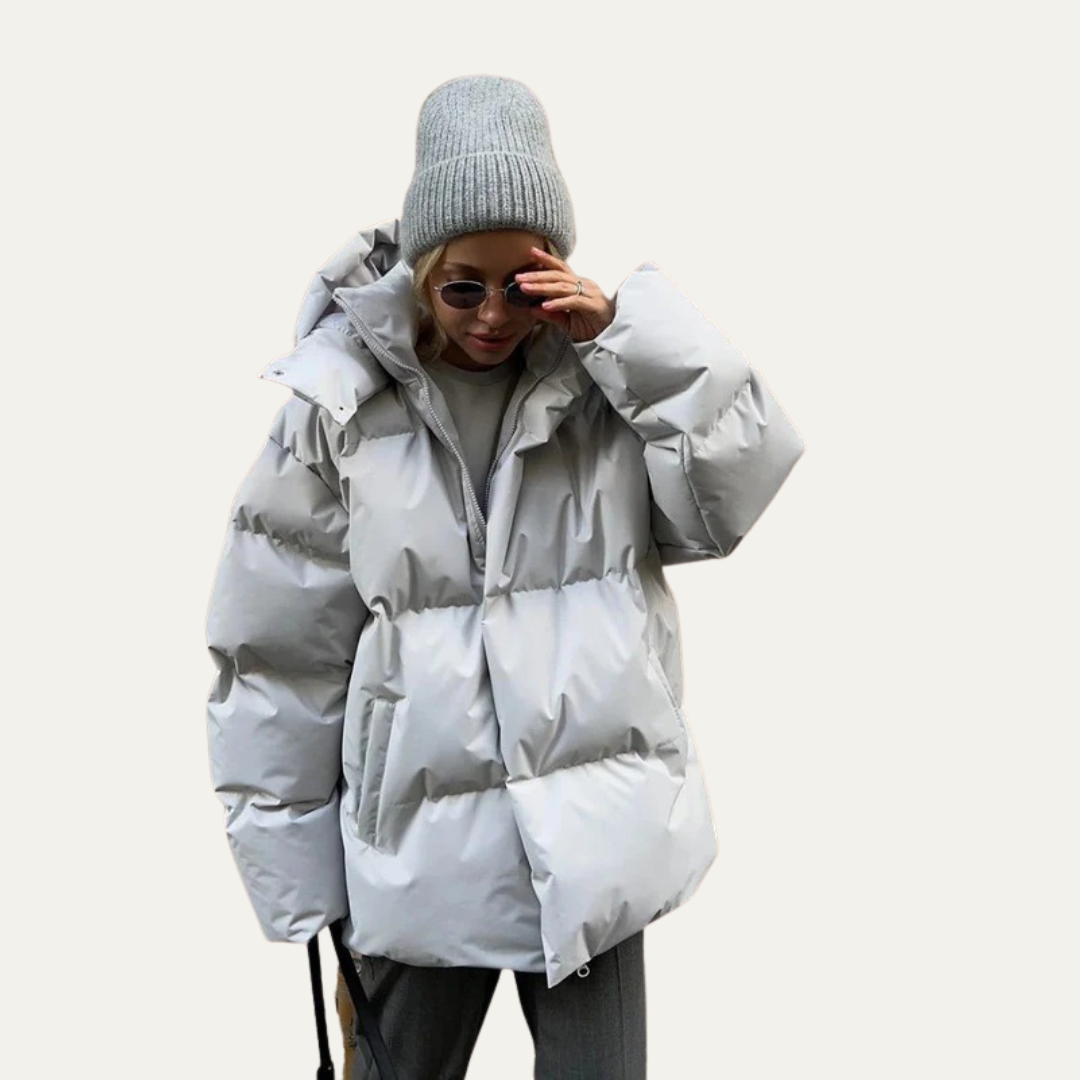 Womens Cropped Puffer Jacket High Neck Oversized Fit