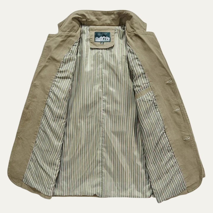 Mens Cotton Windbreaker Jacket with Pockets Blazer Style