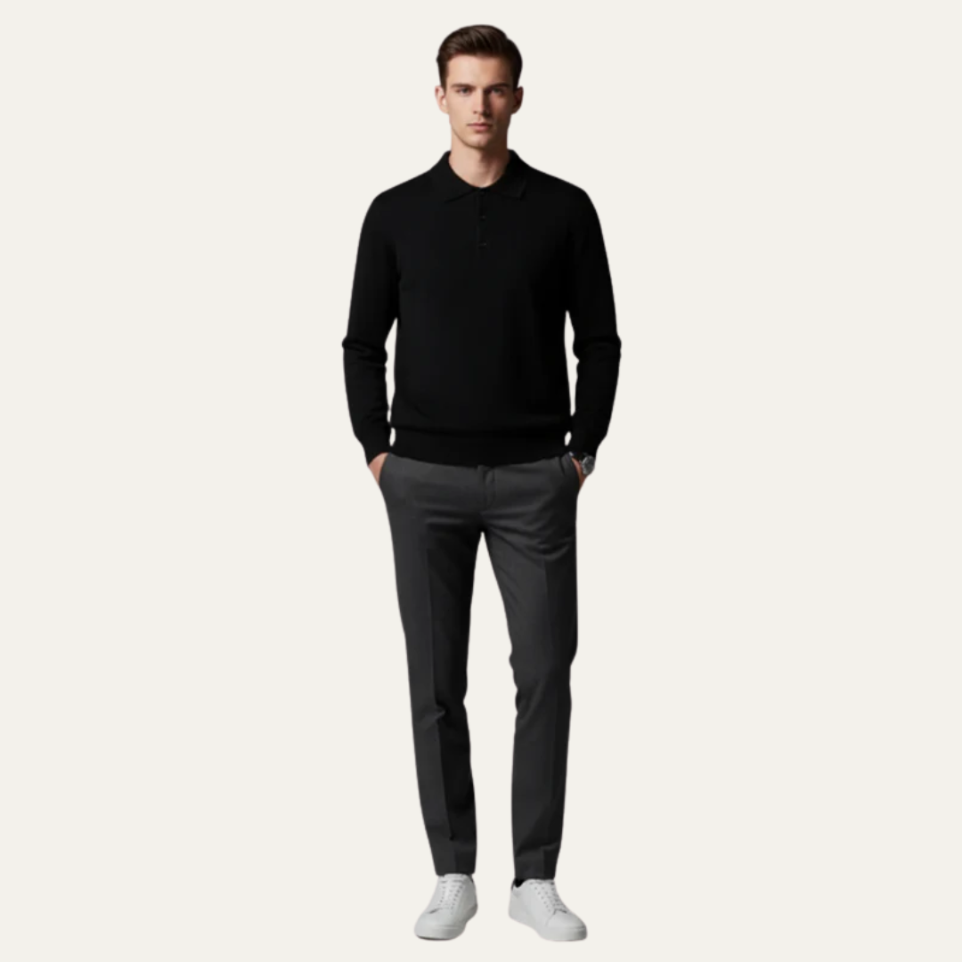 Mens Knit Polo Sweater Long Sleeve