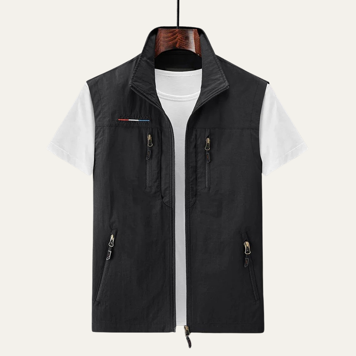 Mens Utility Vest Lightweight Zip Front