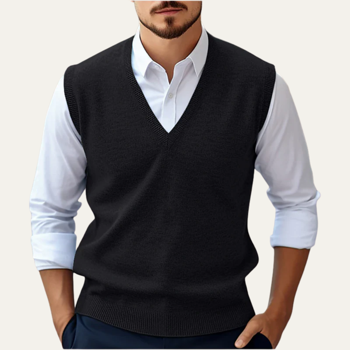 Mens Sweater Vest Knitted V-Neck Classic Fit