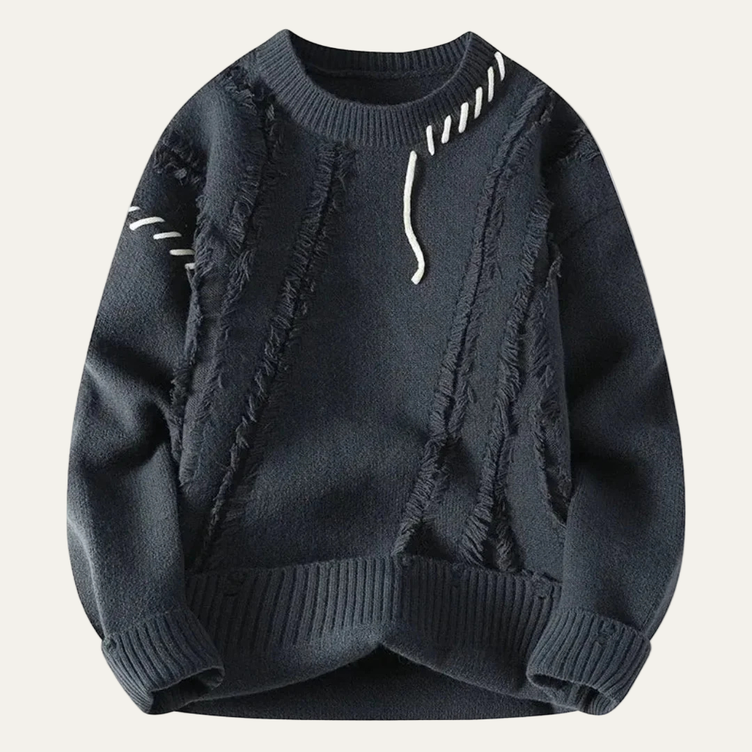 Mens Knit Sweater Distressed Fringe Style