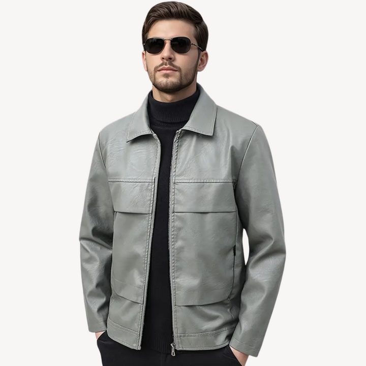 Mens Jacket Faux Leather Classic Fit