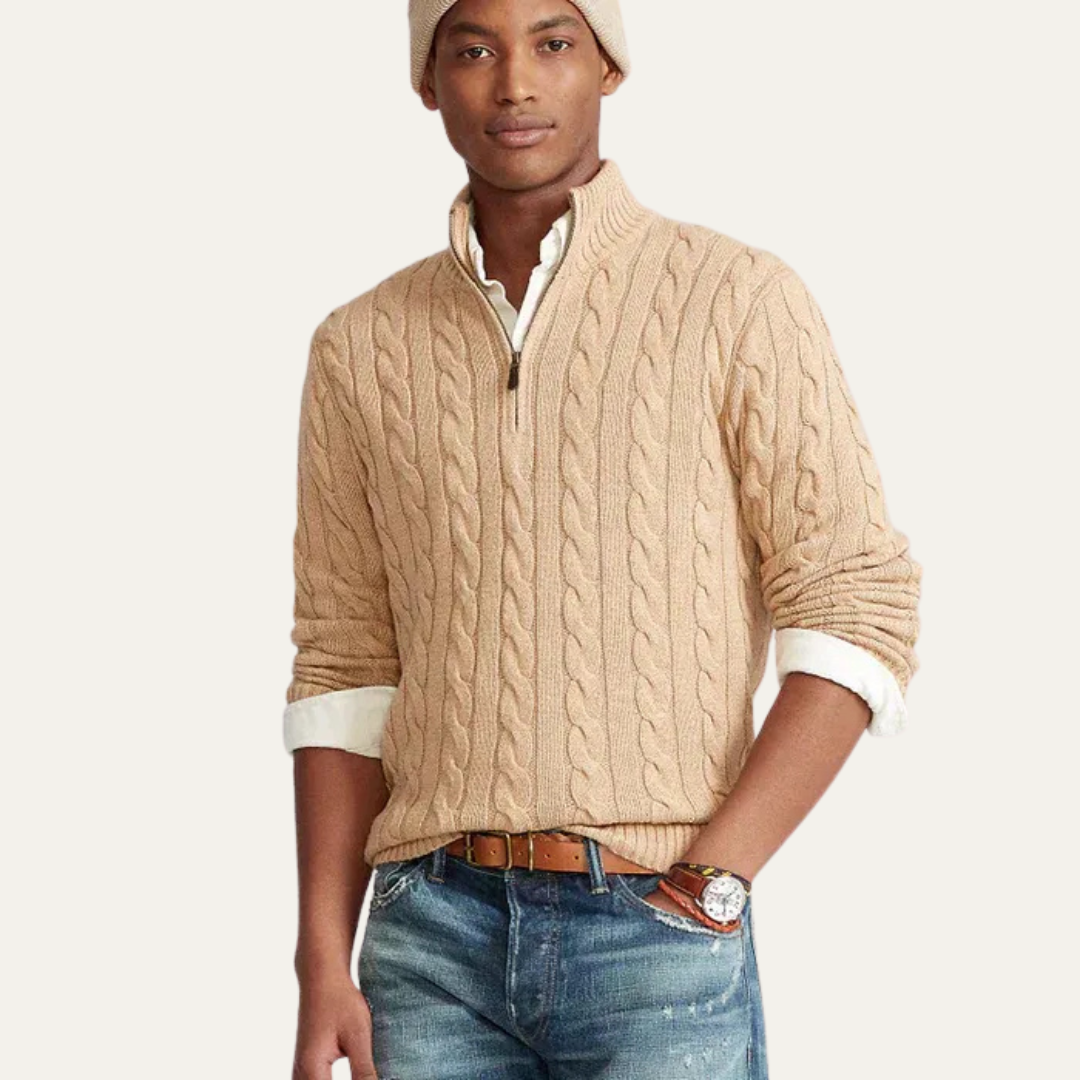 Mens Sweater Heavy Cable Knit Design