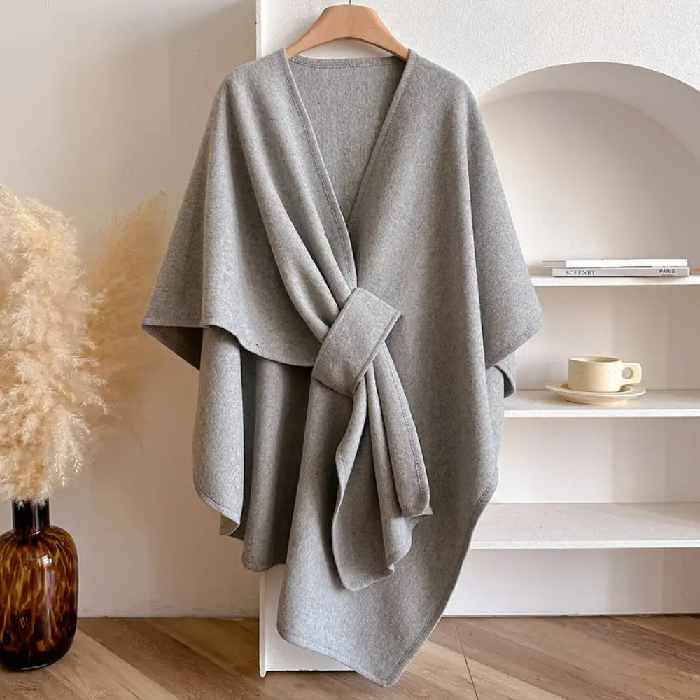 Womens Windproof Scarf Coat with Elegant Draped Fit