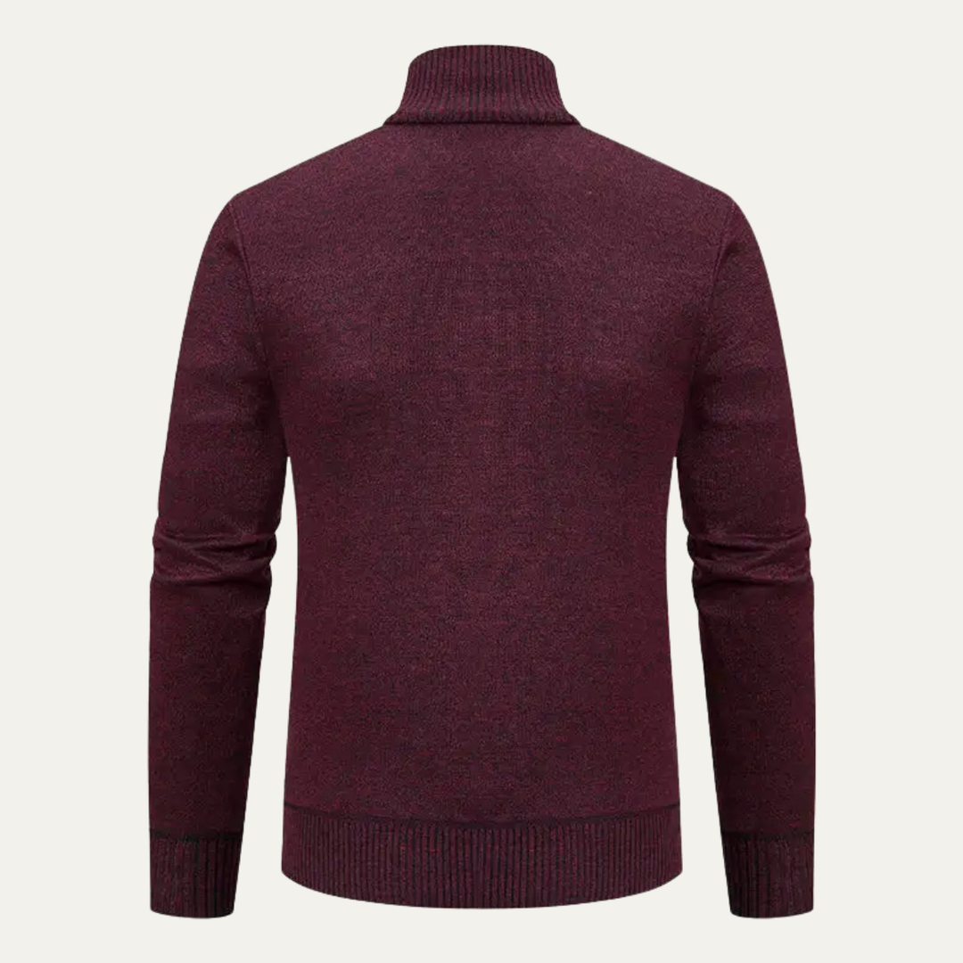 Mens Knit Cardigan High Neck Zip-Up Winter Style