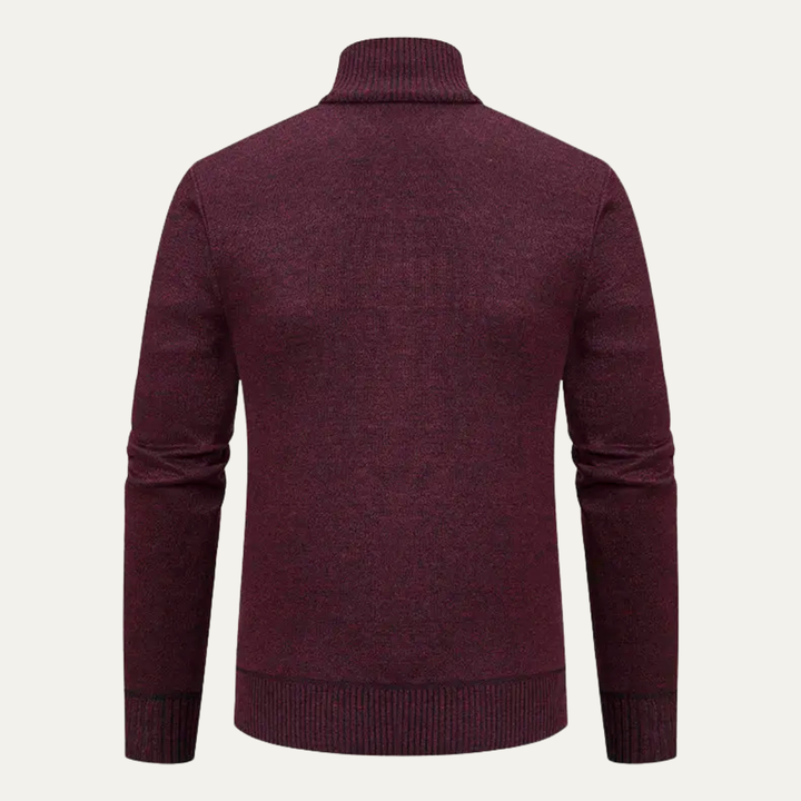Mens Knit Cardigan High Neck Zip-Up Winter Style