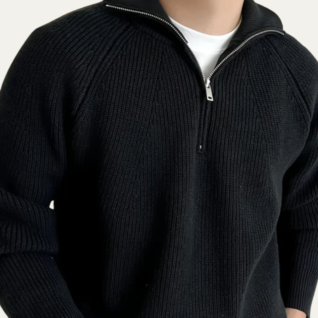 Mens Heavy Knit Quarter Zip Sweater Classic Fit