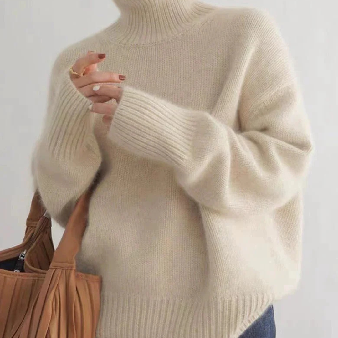 Womens Turtleneck Jumper Sweater Cozy Fit - BritishMode