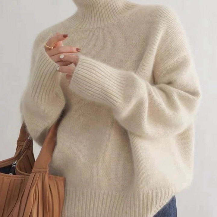 Womens Turtleneck Jumper Sweater Cozy Fit - BritishMode