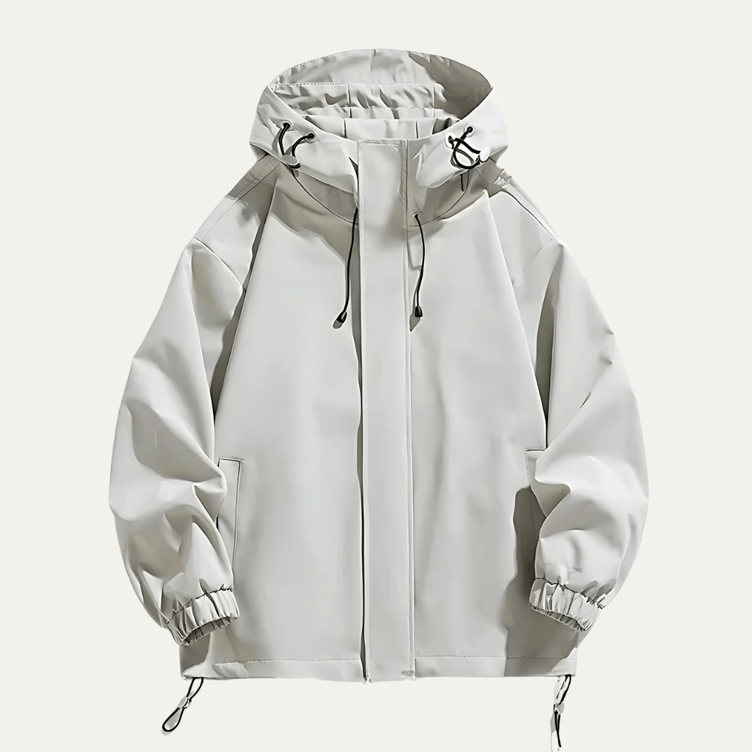 Mens Hooded Shell Jacket Water Resistant Minimalist Fit - BritishMode