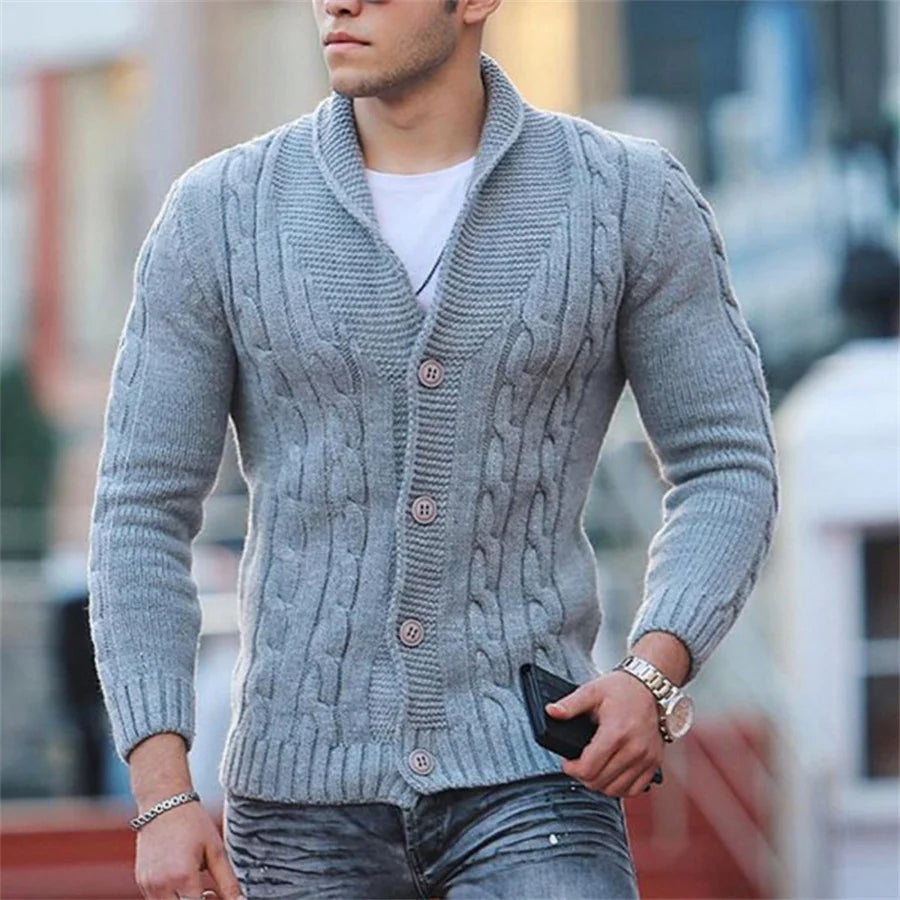 Mens Sweater Cardigan Wool Blend Relaxed Fit